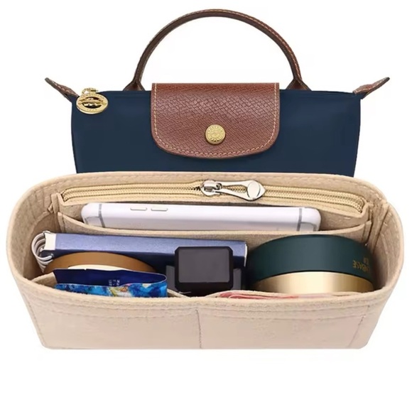 Longchamp Le Pliage Mini Pouch Felt Purse Handbag Bag Insert Organizer - Picture 2 of 15